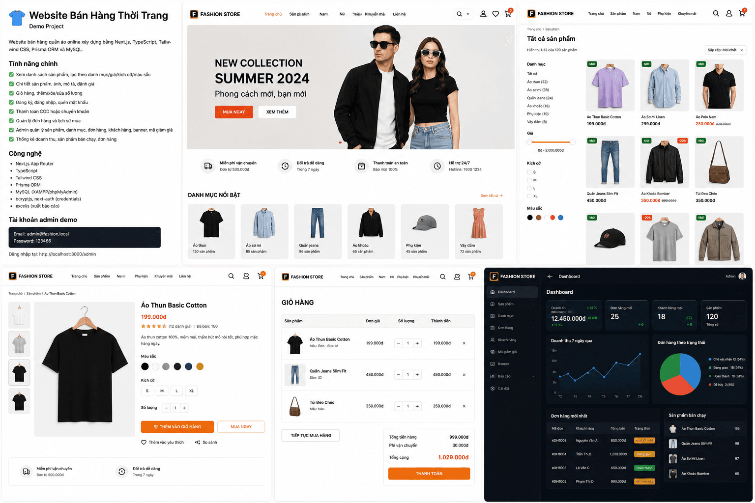 Giao diện website bán hàng Fashion Store